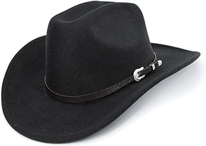 Western Cowboy Hat for Men Women Classic Roll Up Fedora Hat with Buckle Belt