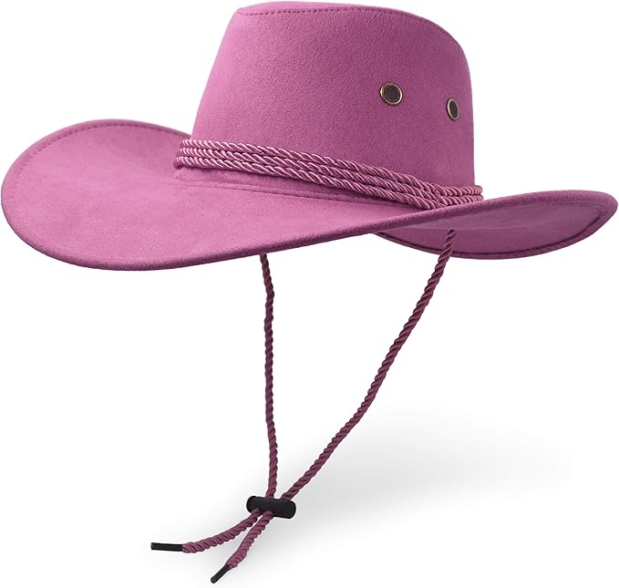 Cowboy Hat, Sun Hat Faux Felt Leather Suede Travel Cap
