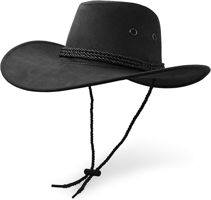 Cowboy Hat, Sun Hat Faux Felt Leather Suede Travel Cap