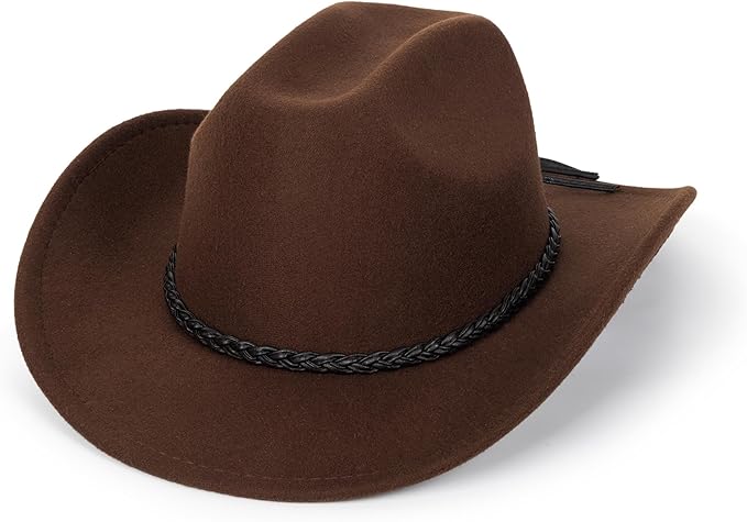 Western Cowboy Hat for Men Women Classic Roll Up Fedora Hat with Buckle Belt